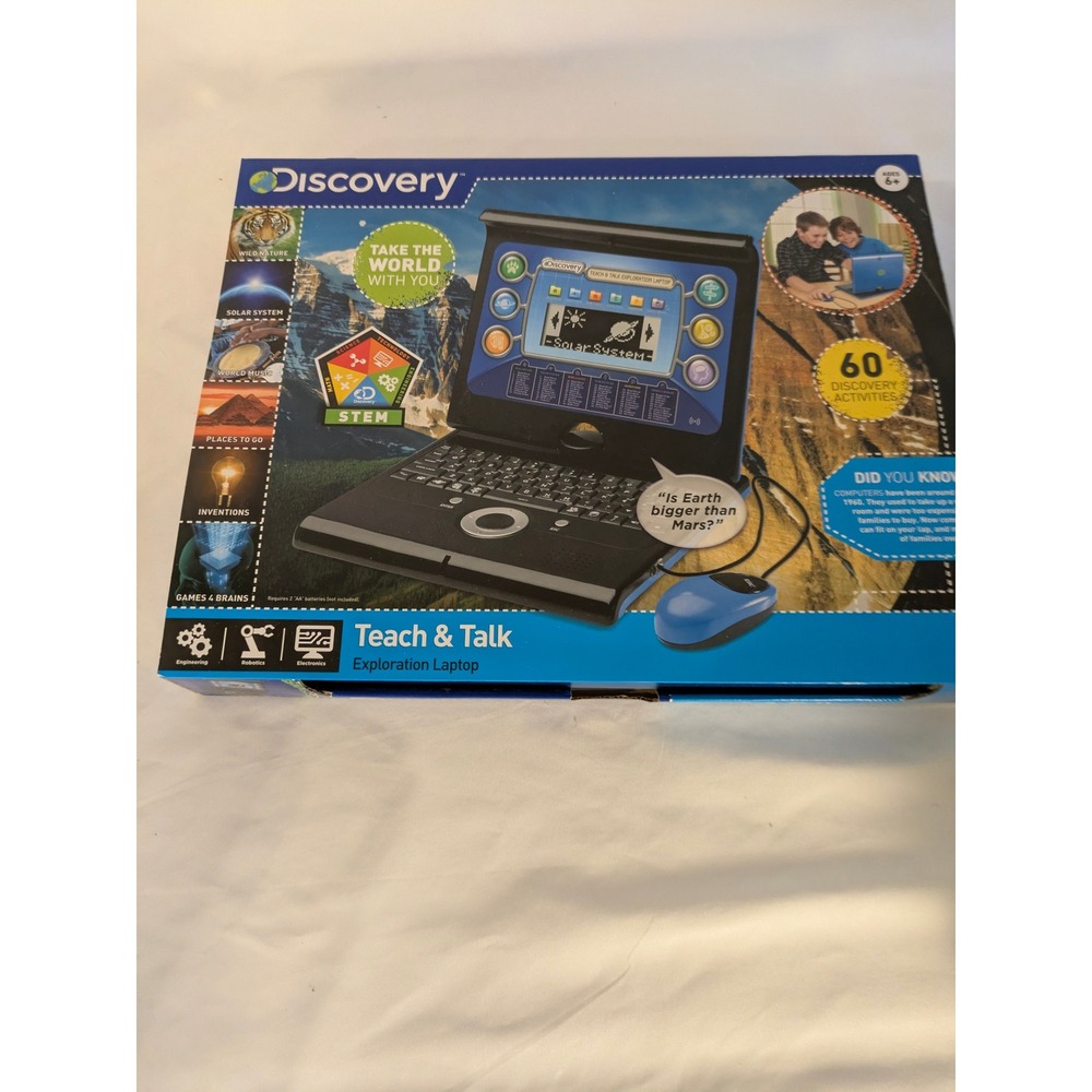 Discovery Kids Teach & Talk Exploration Laptop Blue STEM Educational Toy 60 Game
